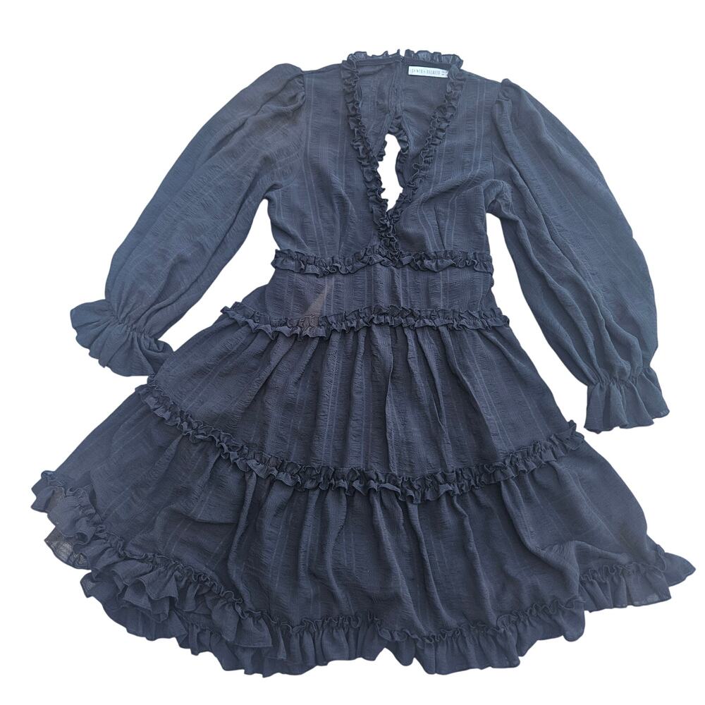 Saints & Secrets Black Tiered Mini Dress L Whimsigoth Open Back